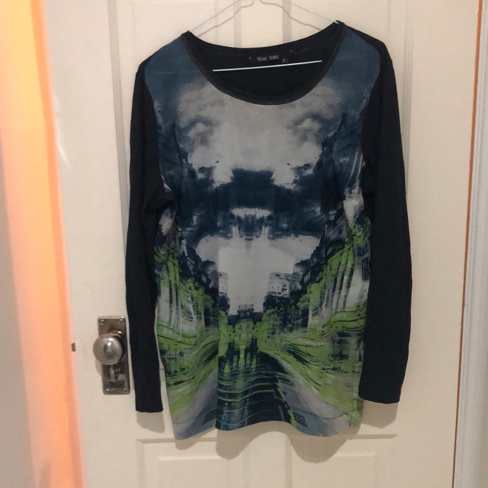 Marc Aurel tunic t shirt in blue, green and white